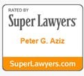 Rated By Super Lawyers Peter G. Aziz SuperLawyers.com